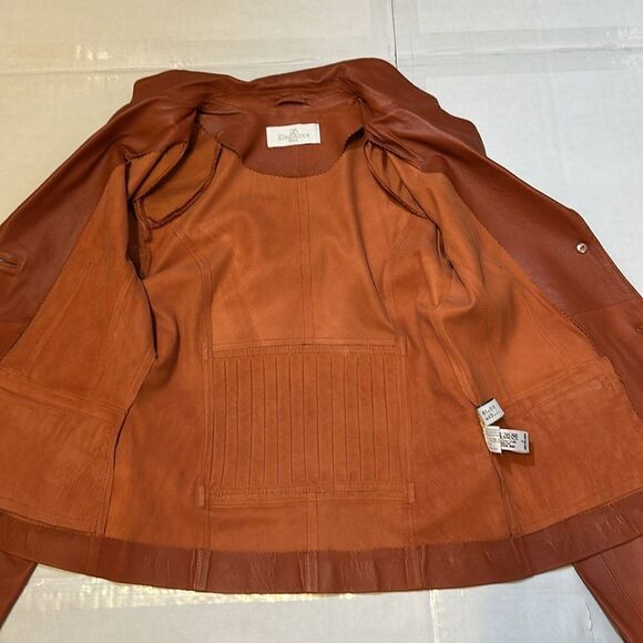 Elegance Paris women’s brown cognac leather jacket size US 2 - Picture 7 of 16